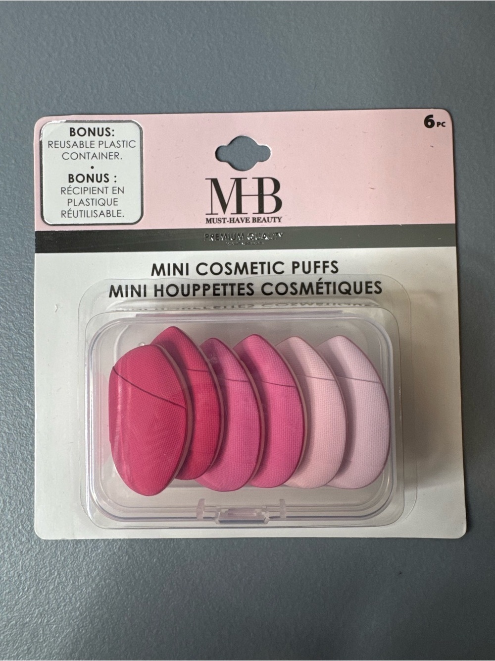 MB Must-Have Beauty Mini Cosmetic Puffs - Pink Set with case travel on the go